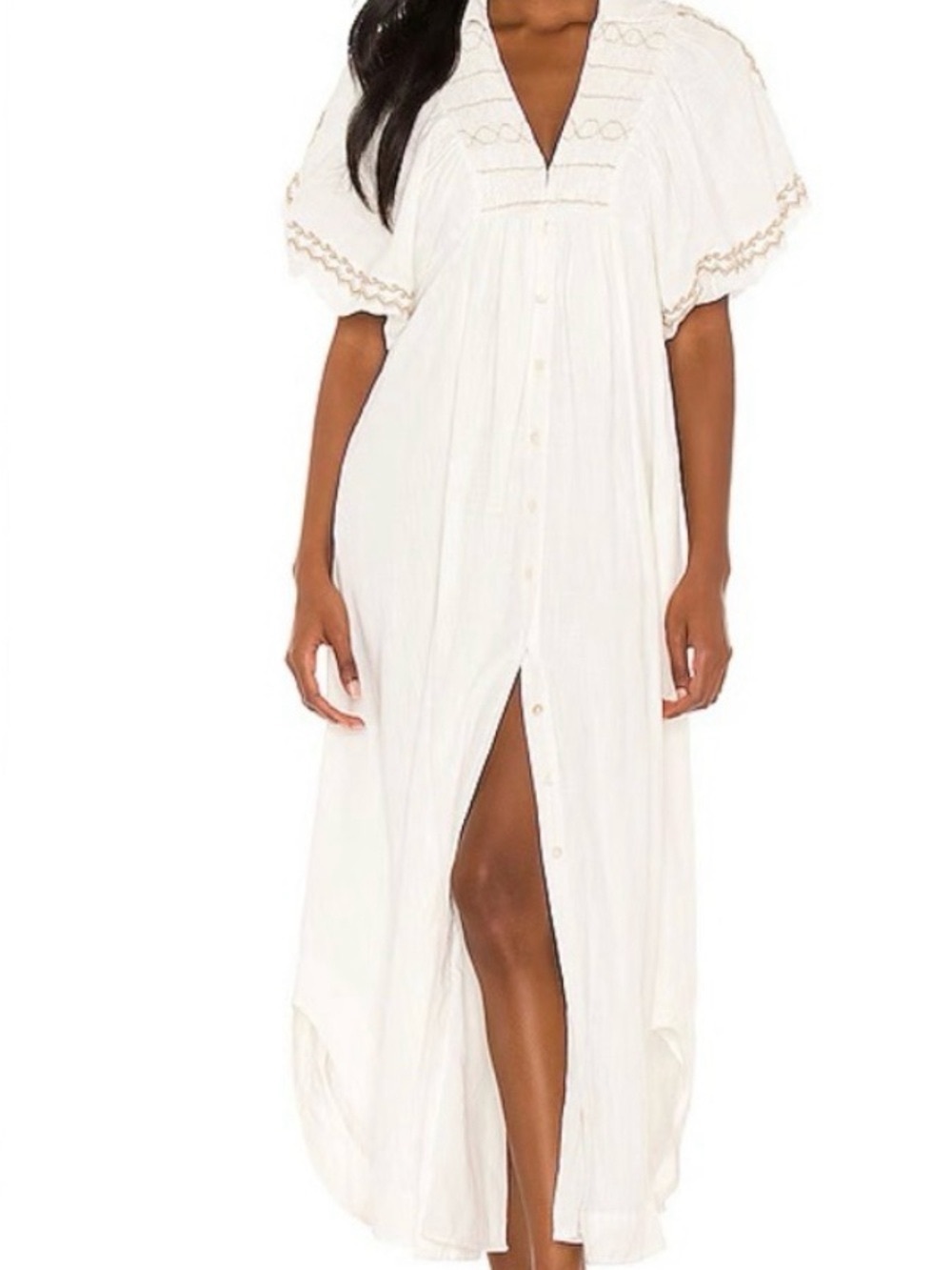 FREE PEOPLE Ivory Samantha Embroidered Maxi Cotton dress NWT $178